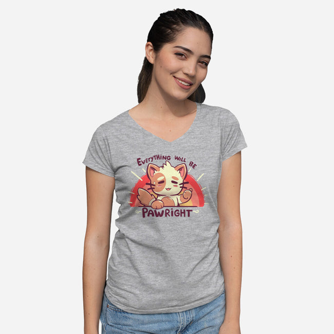 Everything will be Pawright-womens v-neck tee-TechraNova