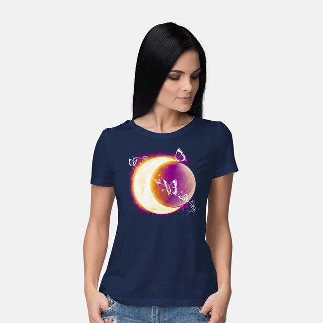 Space Moon-womens basic tee-Vallina84