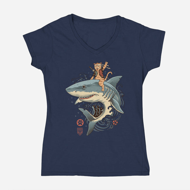 Catana Shark-womens v-neck tee-vp021