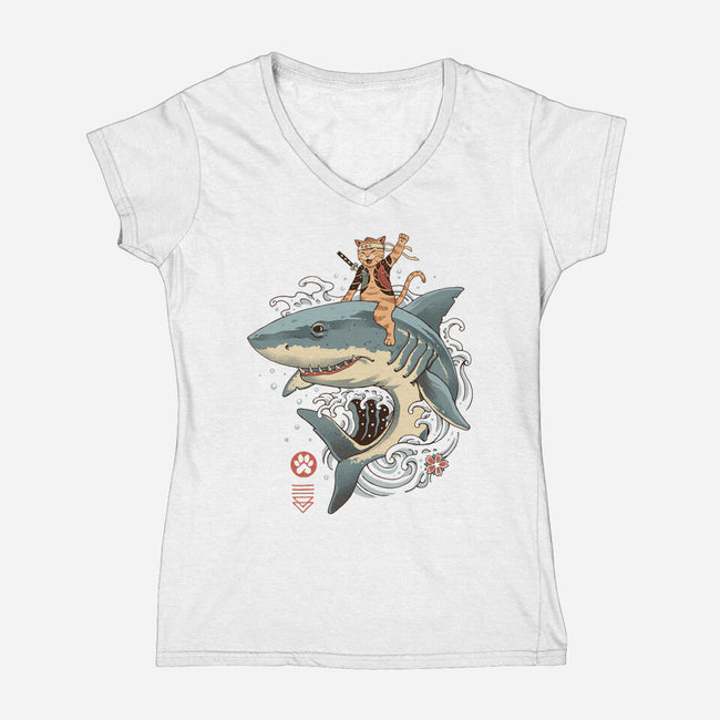 Catana Shark-womens v-neck tee-vp021