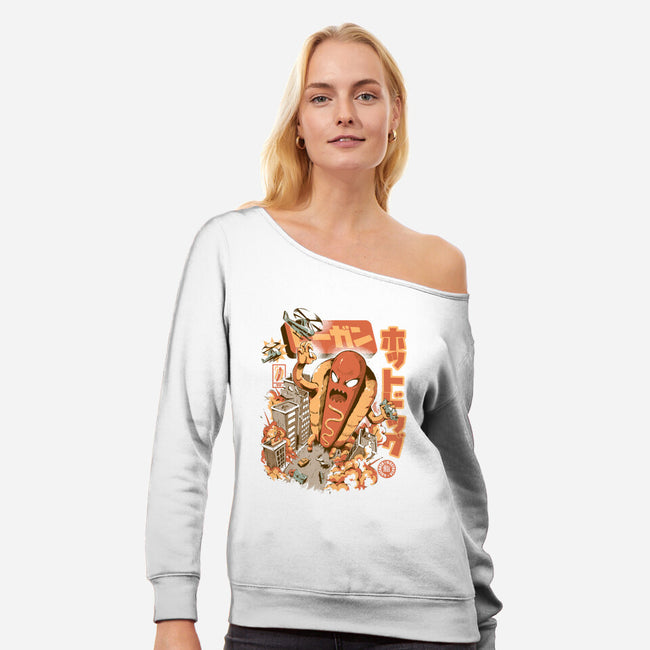Great Hot Dog-womens off shoulder sweatshirt-ilustrata