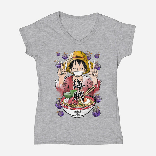 Pirate King Ramen-womens v-neck tee-DrMonekers