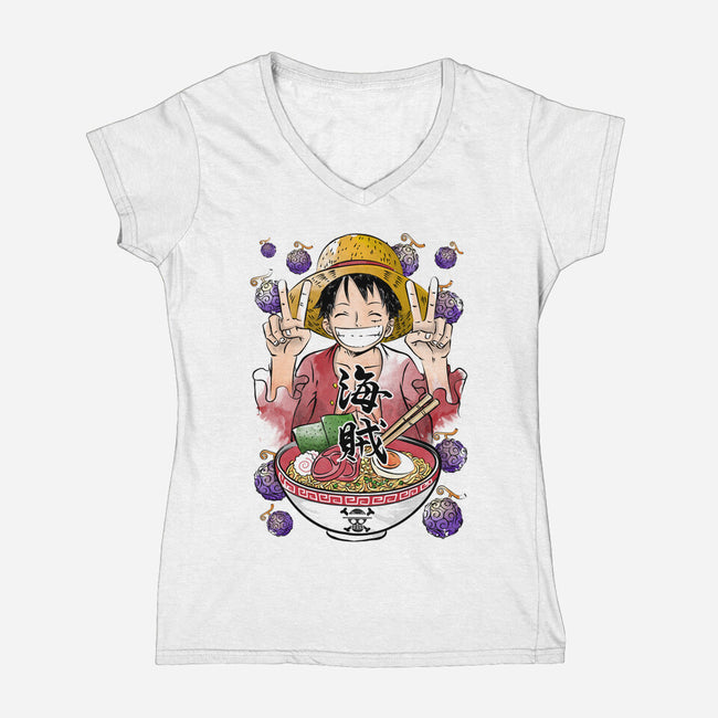 Pirate King Ramen-womens v-neck tee-DrMonekers