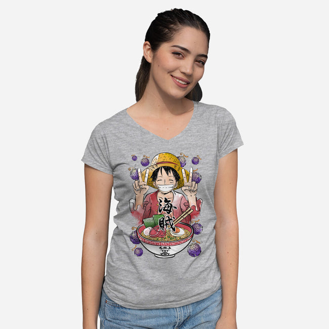 Pirate King Ramen-womens v-neck tee-DrMonekers