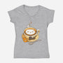 Latte Cat-womens v-neck tee-tobefonseca