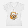 Latte Cat-womens v-neck tee-tobefonseca