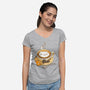 Latte Cat-womens v-neck tee-tobefonseca