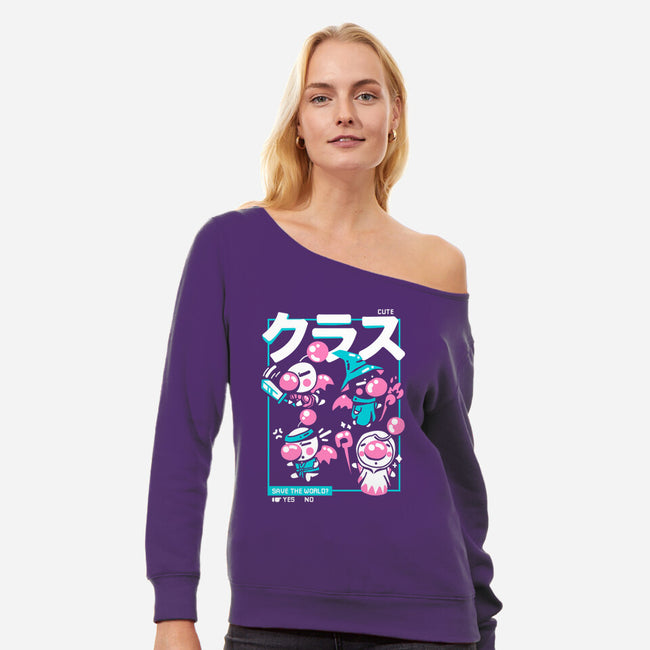 Final Hero-womens off shoulder sweatshirt-Sketchdemao