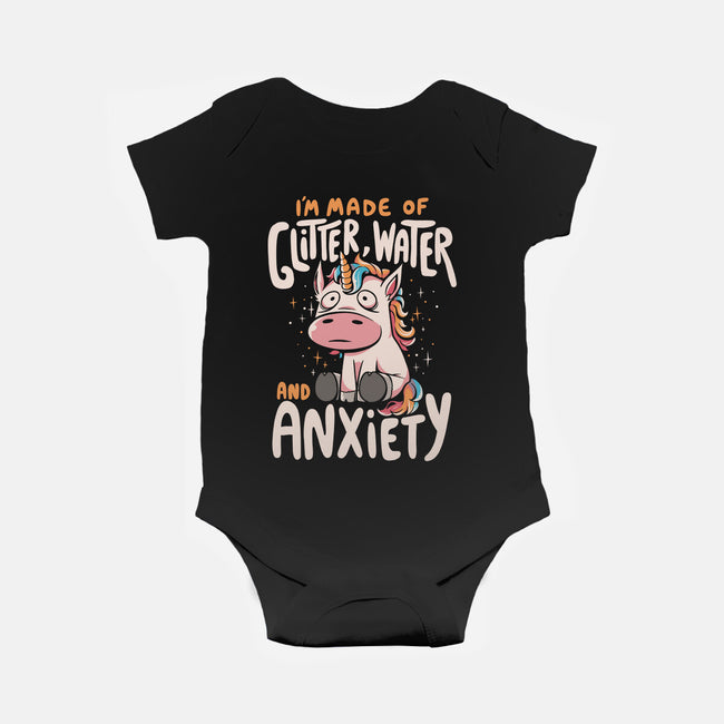 Glitter, Water and Anxiety-baby basic onesie-eduely