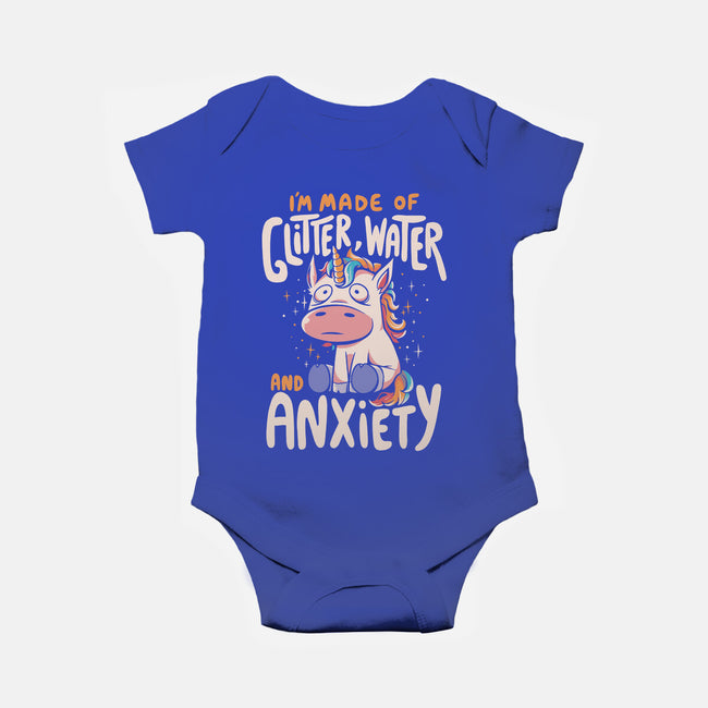 Glitter, Water and Anxiety-baby basic onesie-eduely