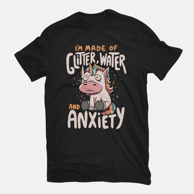 Glitter, Water and Anxiety-youth basic tee-eduely