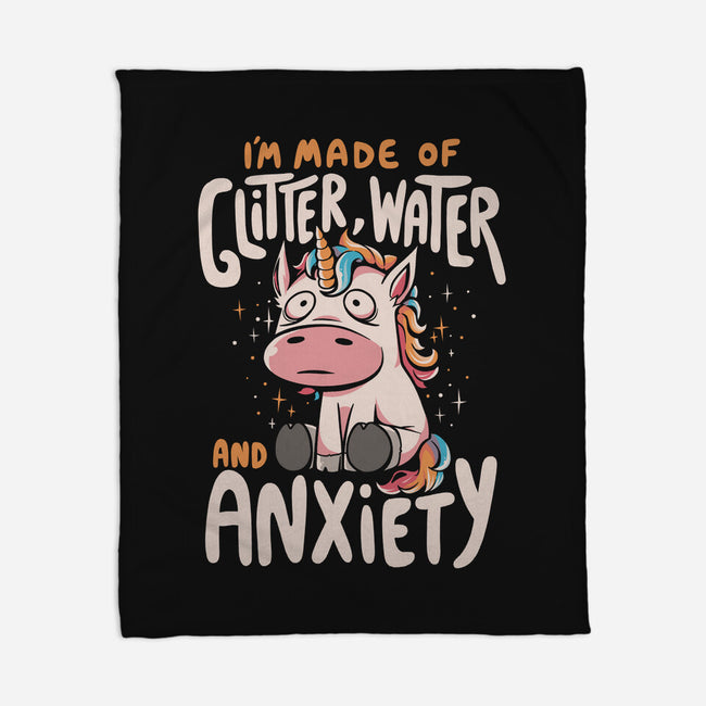 Glitter, Water and Anxiety-none fleece blanket-eduely