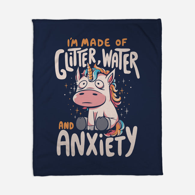 Glitter, Water and Anxiety-none fleece blanket-eduely