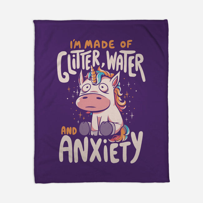 Glitter, Water and Anxiety-none fleece blanket-eduely