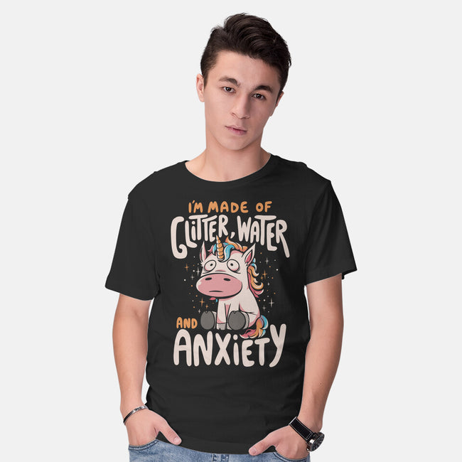 Glitter, Water and Anxiety-mens basic tee-eduely