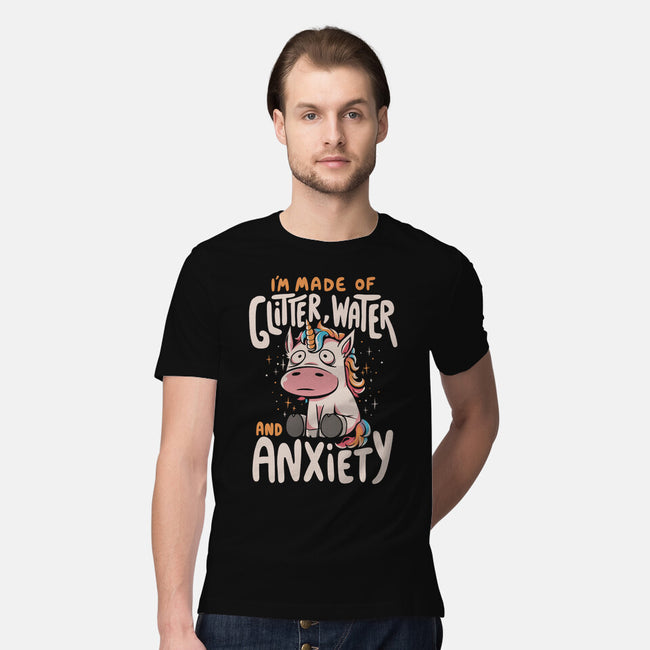 Glitter, Water and Anxiety-mens premium tee-eduely