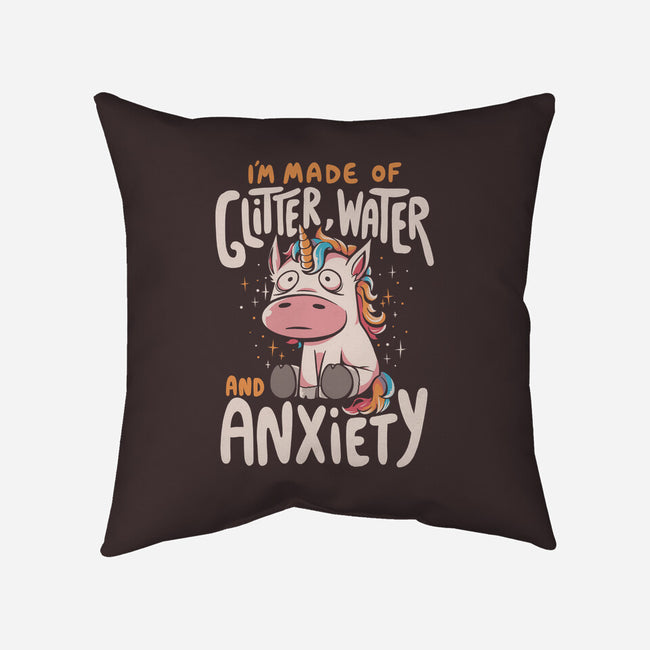 Glitter, Water and Anxiety-none removable cover w insert throw pillow-eduely