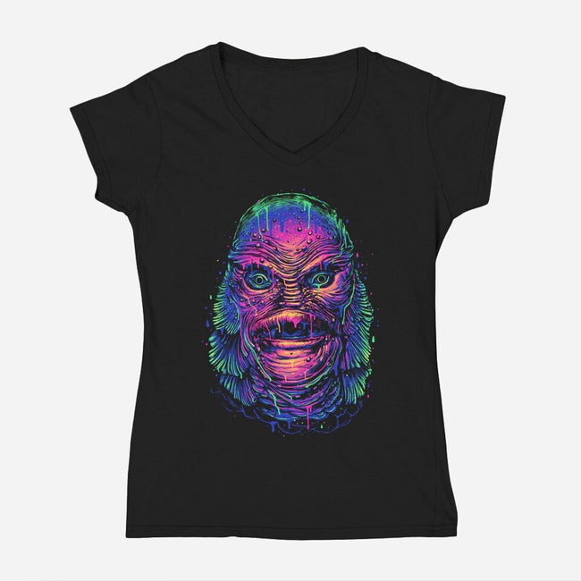 Creature's Meltdown-womens v-neck tee-glitchygorilla