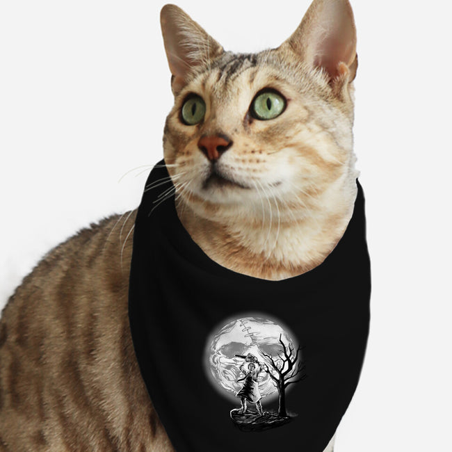 Leather Moon-cat bandana pet collar-zascanauta