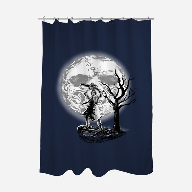 Leather Moon-none polyester shower curtain-zascanauta