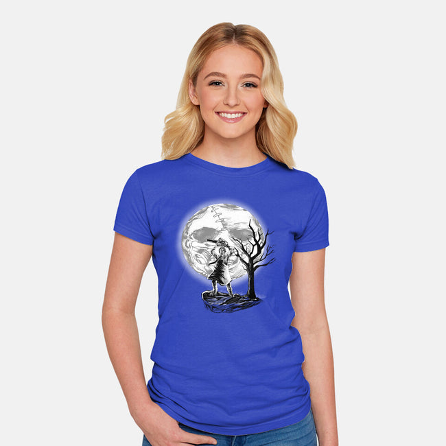 Leather Moon-womens fitted tee-zascanauta