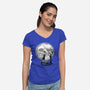 Leather Moon-womens v-neck tee-zascanauta