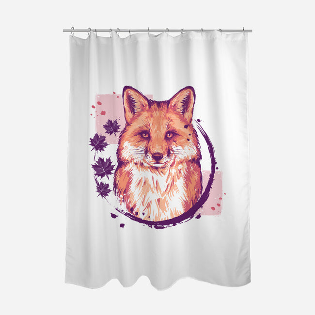 Fox Painting-none polyester shower curtain-xMorfina