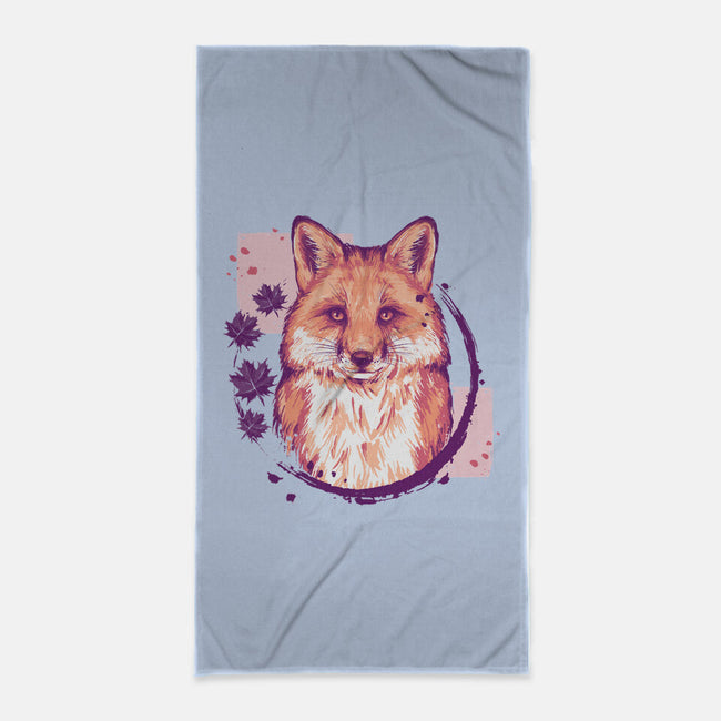 Fox Painting-none beach towel-xMorfina