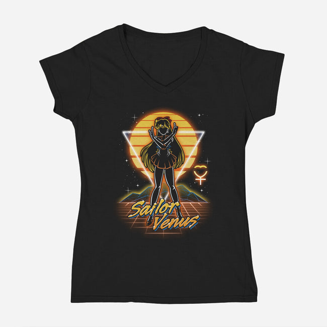 Retro Venus Guardian-womens v-neck tee-Olipop