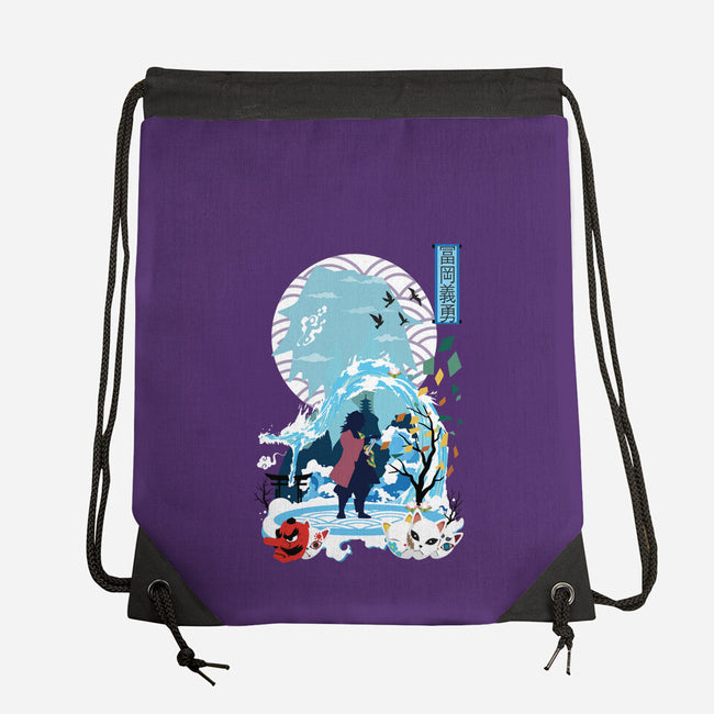 Giyu Tomioka Negative Space-none drawstring bag-SwensonaDesigns