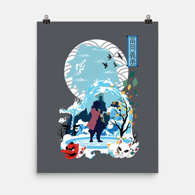 Giyu Tomioka Negative Space-none matte poster-SwensonaDesigns