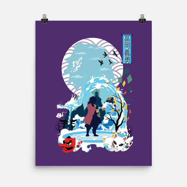 Giyu Tomioka Negative Space-none matte poster-SwensonaDesigns