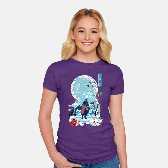 Giyu Tomioka Negative Space-womens fitted tee-SwensonaDesigns