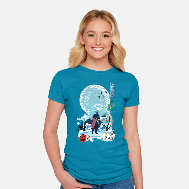 Giyu Tomioka Negative Space-womens fitted tee-SwensonaDesigns
