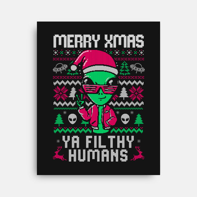 Alien Christmas-none stretched canvas-eduely