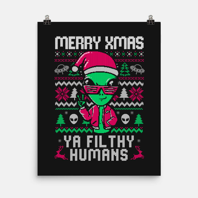 Alien Christmas-none matte poster-eduely