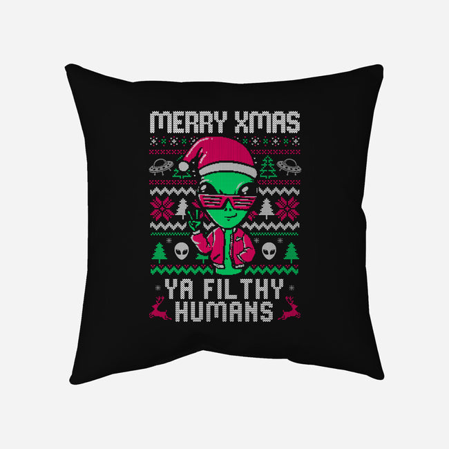 Alien Christmas-none removable cover throw pillow-eduely
