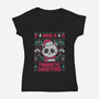 Pandastic Christmas-womens v-neck tee-eduely