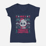 Pandastic Christmas-womens v-neck tee-eduely
