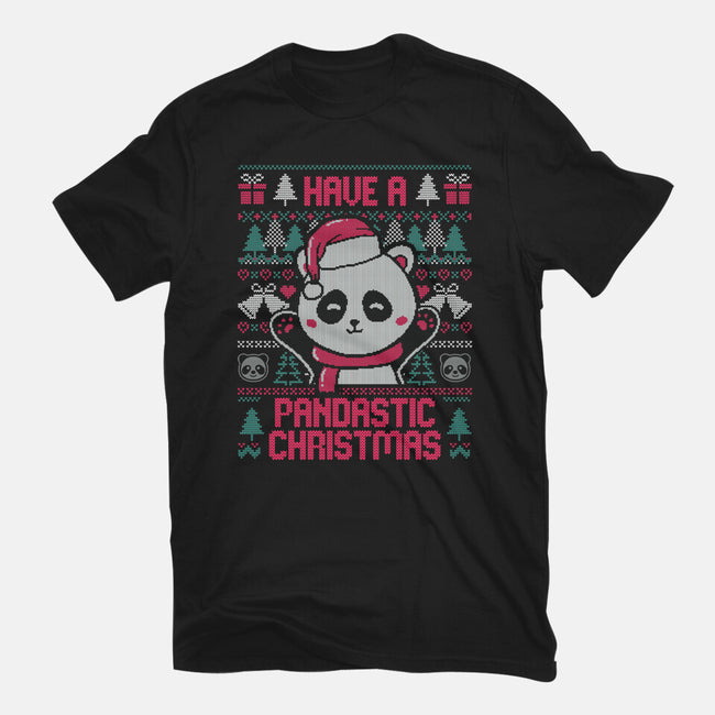 Pandastic Christmas-womens basic tee-eduely