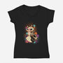 Skeleton Fox-womens v-neck tee-ricolaa