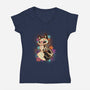 Skeleton Fox-womens v-neck tee-ricolaa