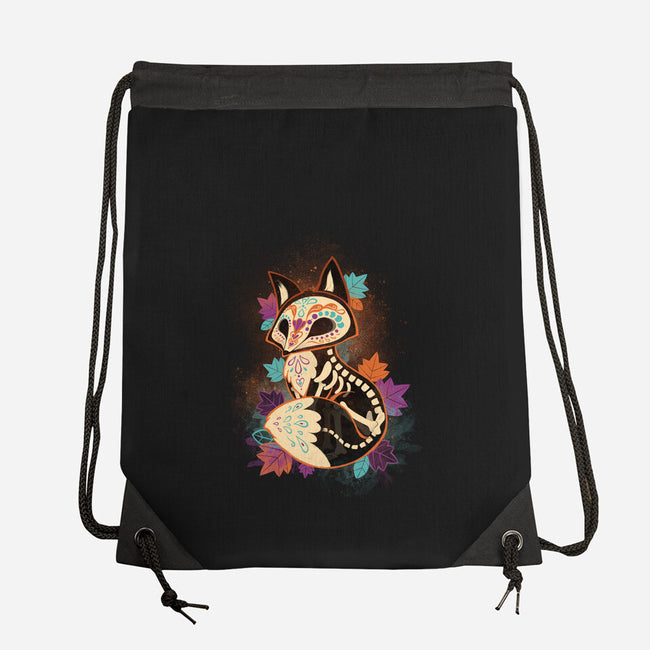Skeleton Fox-none drawstring bag-ricolaa