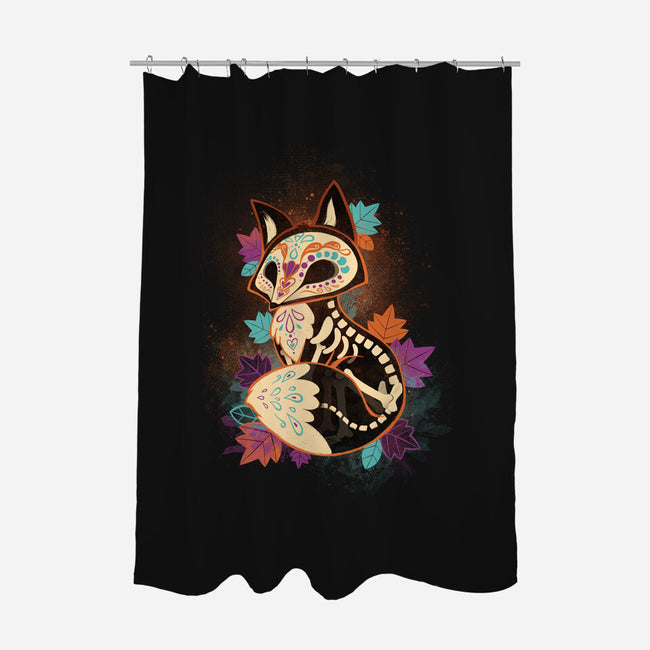 Skeleton Fox-none polyester shower curtain-ricolaa