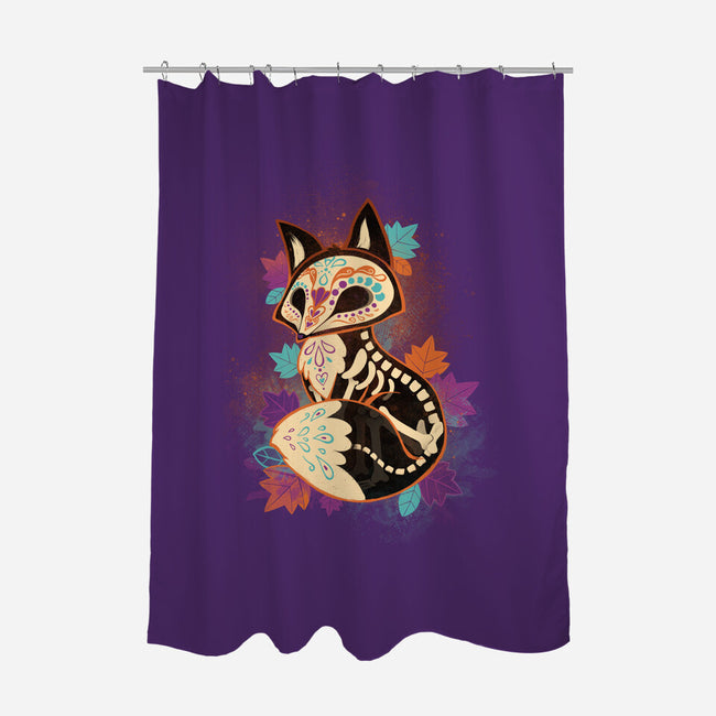 Skeleton Fox-none polyester shower curtain-ricolaa