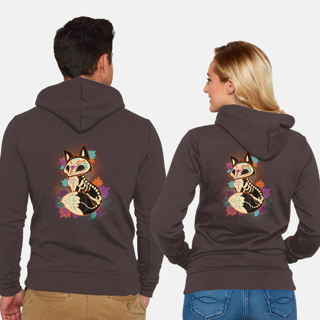 Skeleton Fox-unisex zip-up sweatshirt-ricolaa