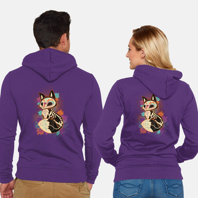 Skeleton Fox-unisex zip-up sweatshirt-ricolaa