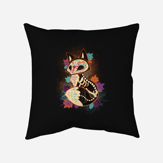 Skeleton Fox-none removable cover throw pillow-ricolaa