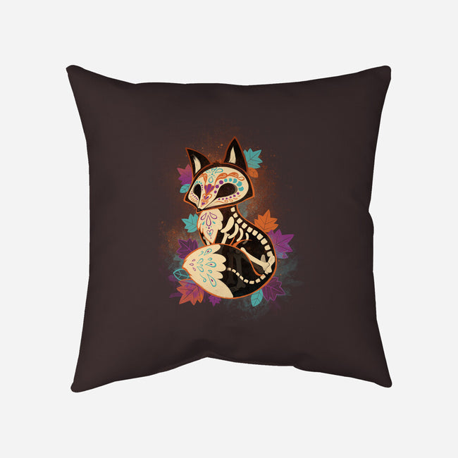 Skeleton Fox-none removable cover throw pillow-ricolaa