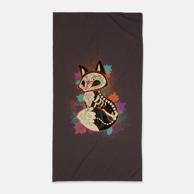 Skeleton Fox-none beach towel-ricolaa